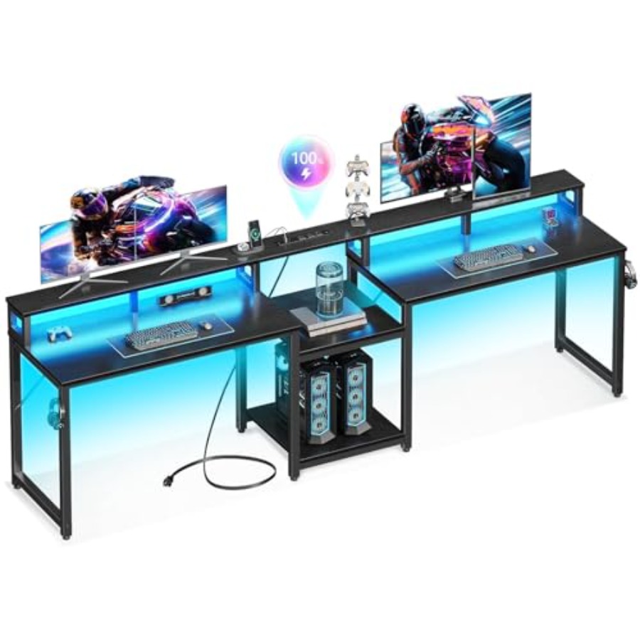 Desk Setup L Shaped - Biurko do gier dla dwóch osób,