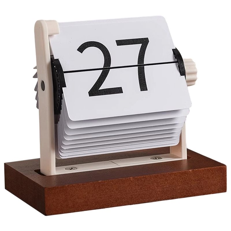 Desk Setup Vintage - ABUN-Vintage Flip Desktop Calendar - Drewniany