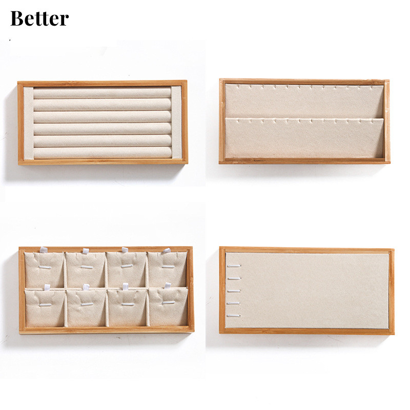 Drawer Organizer Bamboo - Bambusowy beżowy stojak na pierścionki z