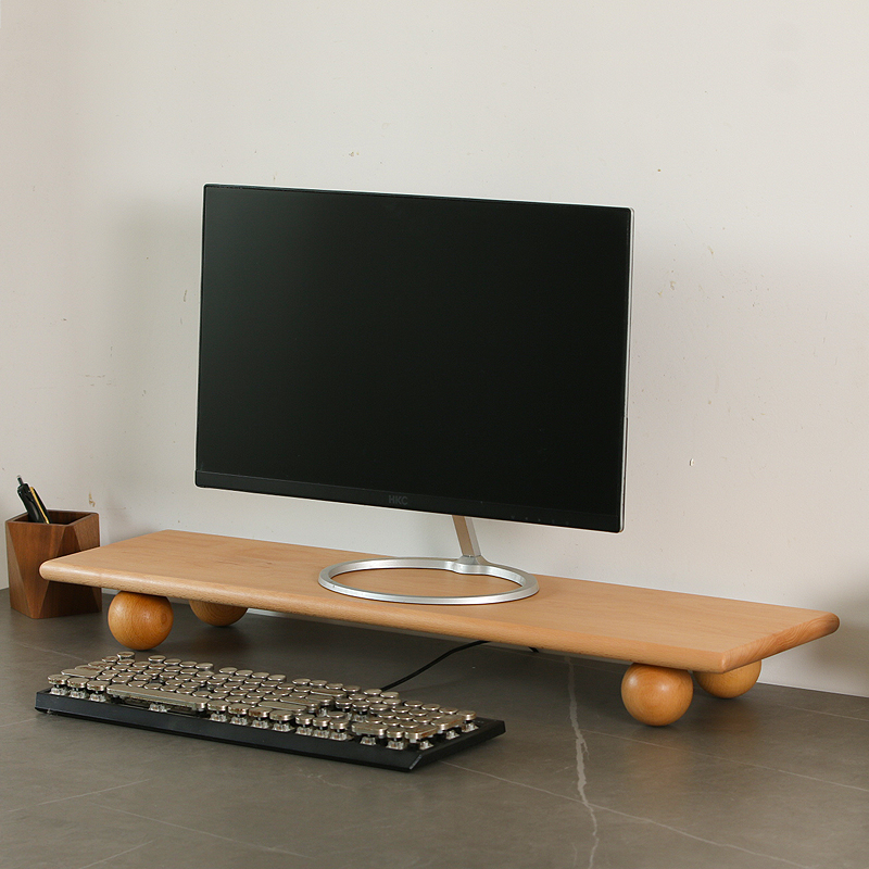 Desk Setup Natural - Podwójny stojak na monitor z naturalnego