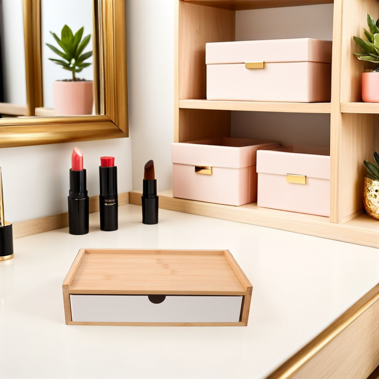 Drawer Organizer Bamboo - Organizer na biurko, bambusowy pojemnik do