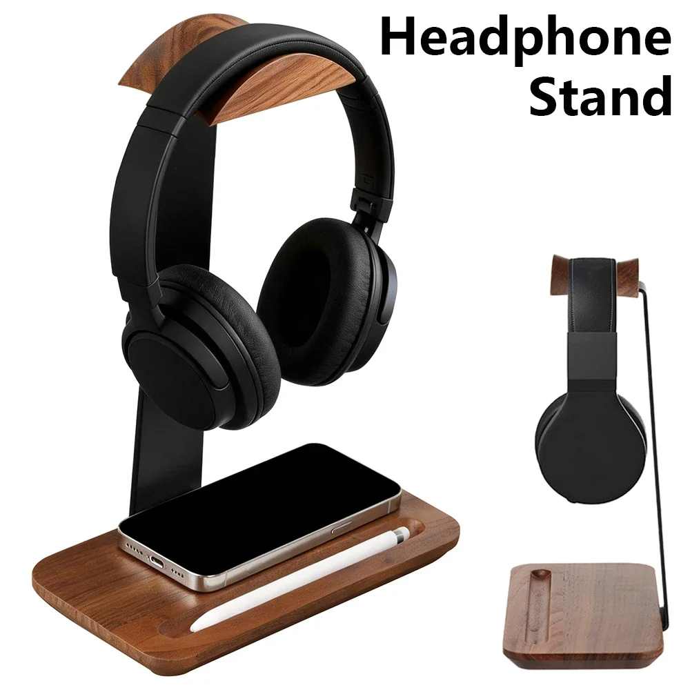 Headphone Hook Under - Uniwersalny drewniany stojak na słuchawki z
