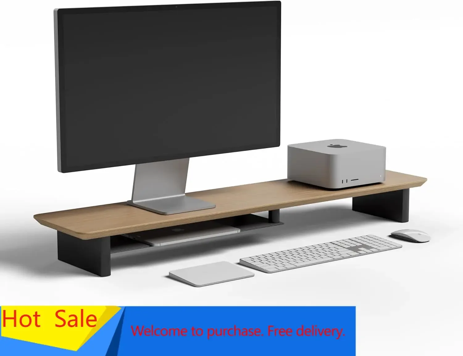 Desk Setup Aesthetic - Dwupoziomowe ergonomiczne biurko z białego dębu