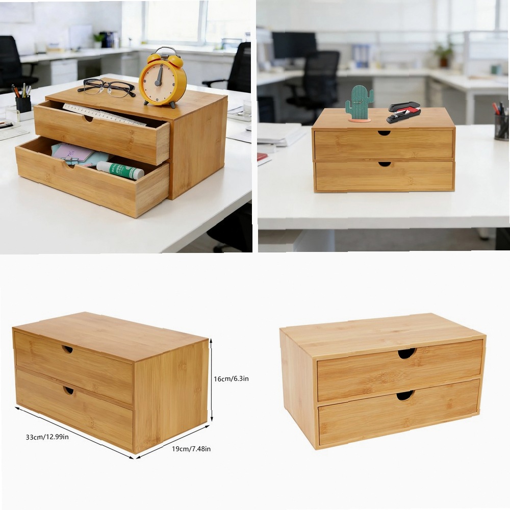 Drawer Organizer Bamboo - Organizer na biurko, 2-szufladowy pojemnik na