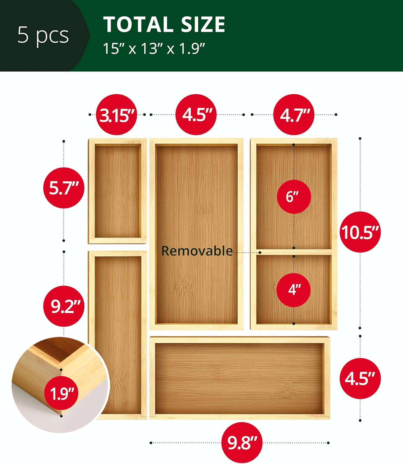 5-częściowy zestaw bambusowych – Drawer Organizer Bamboo recenzja i cena