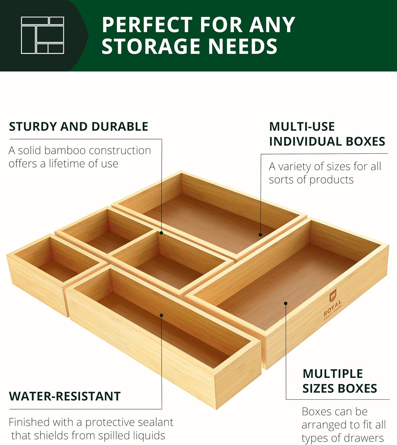 5-częściowy zestaw bambusowych – Drawer Organizer Bamboo recenzja i cena
