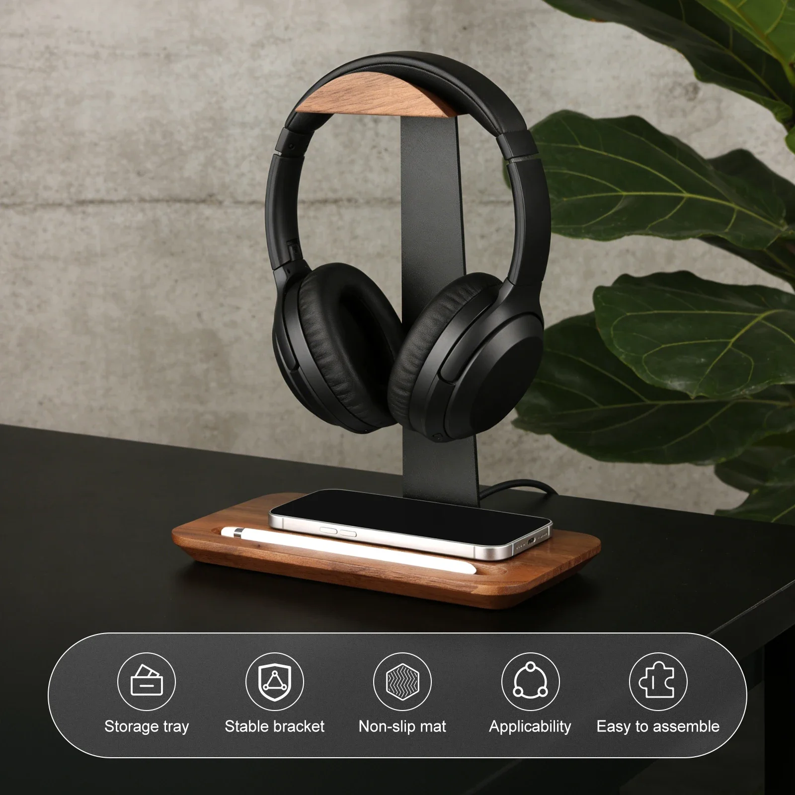 Uniwersalny drewniany stojak n – Headphone Hook Under recenzja i cena