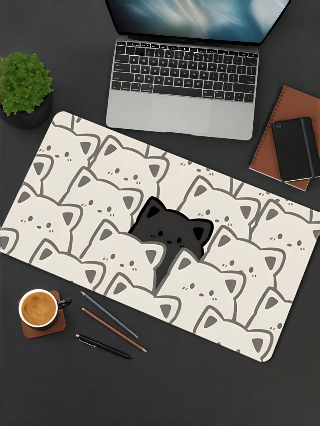 1 szt. Duża, wysokiej jakości  – Desk Setup Black And White recenzja i cena