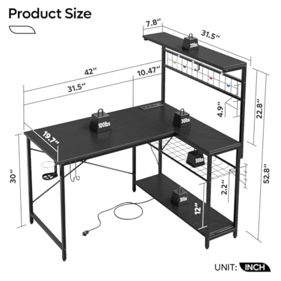 Biurko gamingowe 42 L z gniazd – Desk Setup L Shaped recenzja i cena